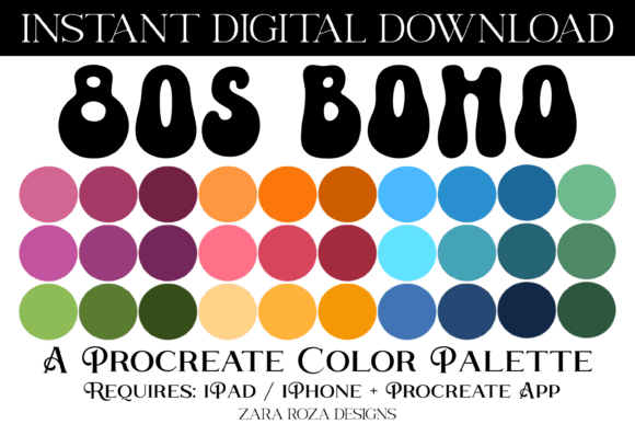 80s Boho Procreate Color Palette Guide