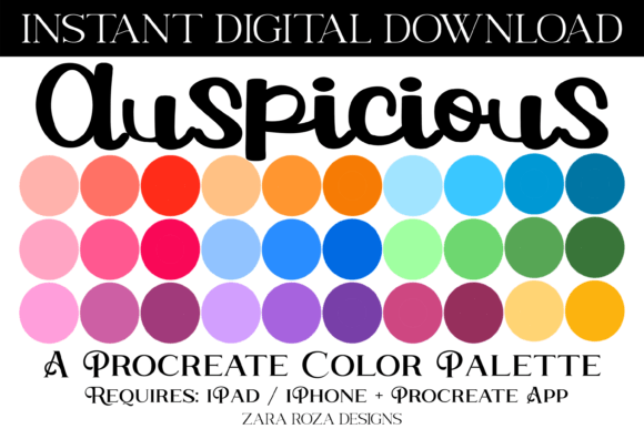 Auspicious Procreate Color Palette: 30 Swatches