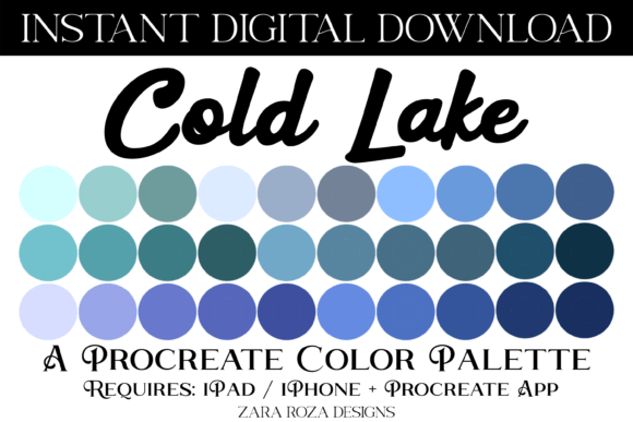 Cold Lake Procreate Color Palette: A Digital Artist's Essential for Winter and Vintage Vibes