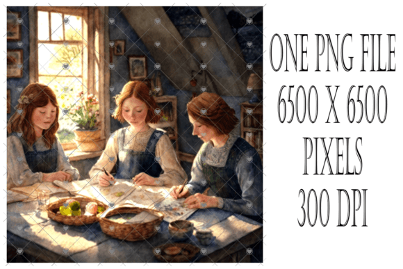 Mother and Daughter Sketching: A Nostalgic Watercolor Art Piece