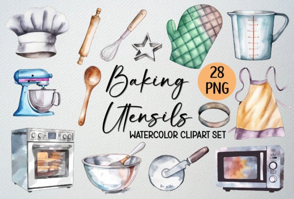 Watercolor Baking Utensils, 28 PNG: A Practical Guide for Creative Workflows