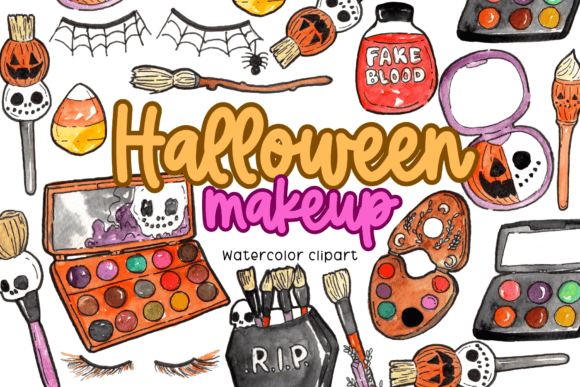 Watercolor Halloween Makeup Clipart Guide